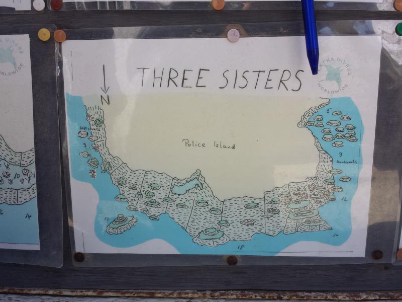 Site Map of 3 Sisters Dive Site, Oman