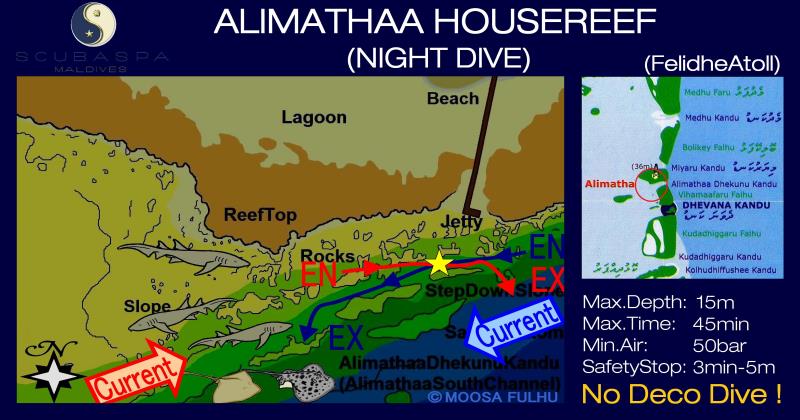 Site Map of Alimatha Dive Site, Maldives