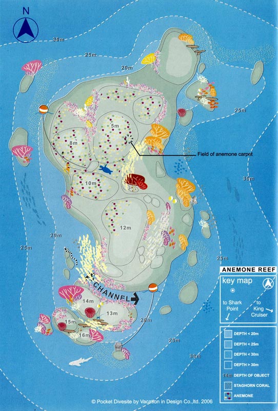 Site Map of Anemone Reef Dive Site, Thailand