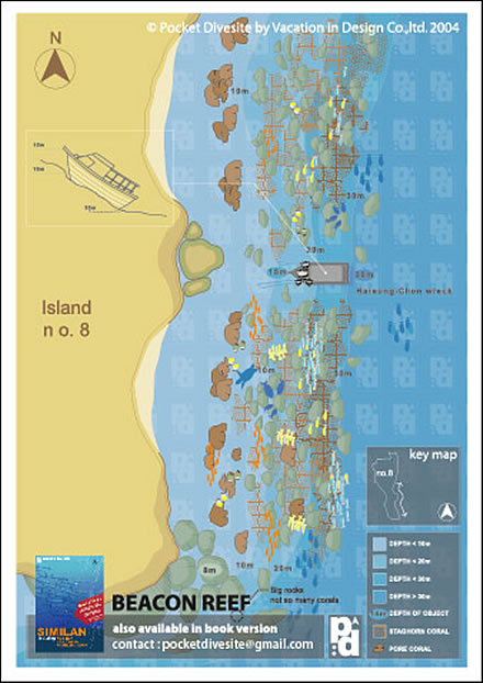 Site Map of Beacon Reef - Similans Dive Site, Thailand