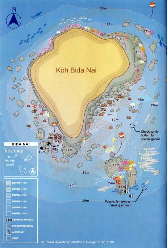 Site Map of Bida Nai Dive Site, Thailand