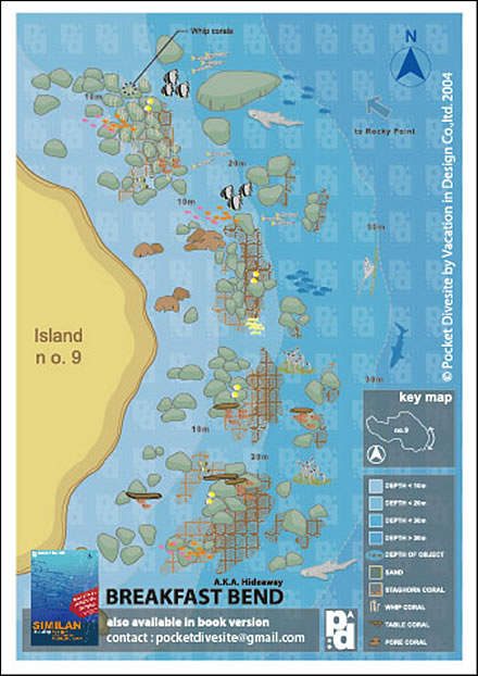 Site Map of Breakfast Bend - Similans Dive Site, Thailand