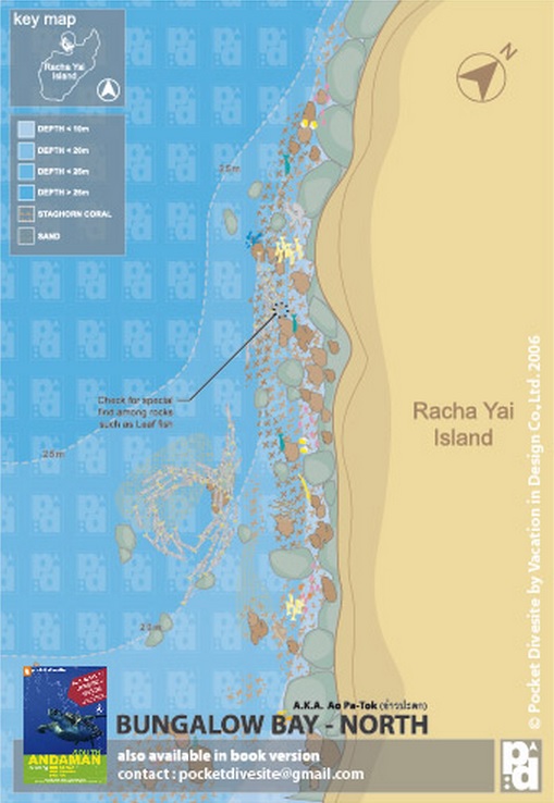 Site Map of Bungalow Bay North Wall - Racha Yai Dive Site, Thailand