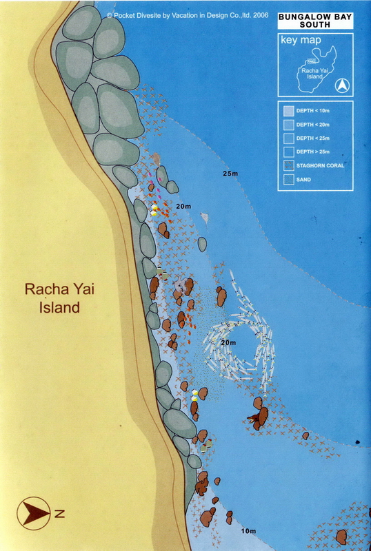 Site Map of Bungalow Bay South Wall - Racha Yai Dive Site, Thailand