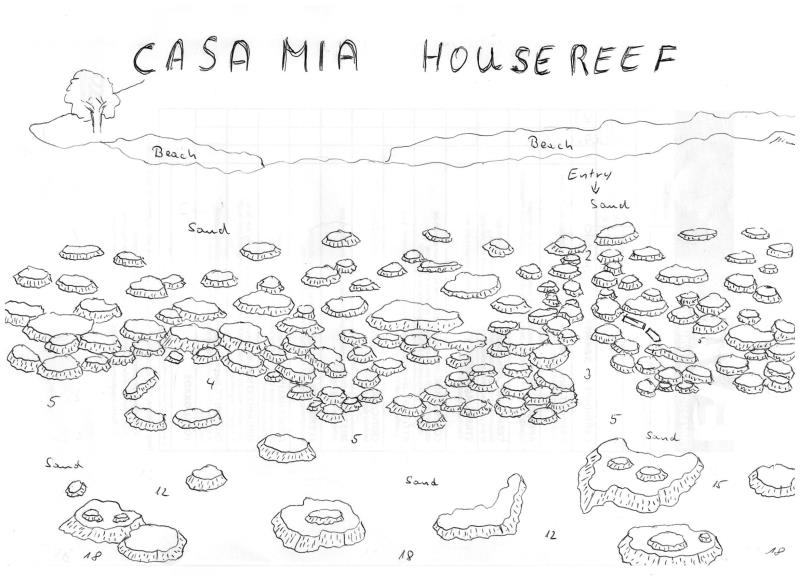 Site Map of Casa Mia House Reef Dive Site, Maldives