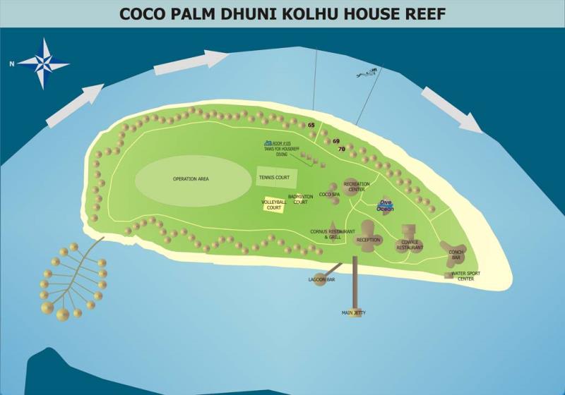 Site Map of Dhunikolhu House Reef Dive Site, Maldives