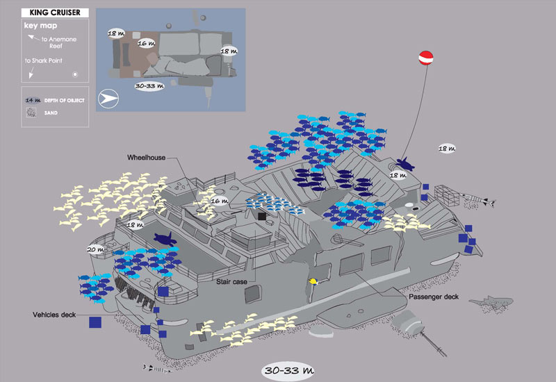 Site Map of King Cruiser Dive Site, Thailand