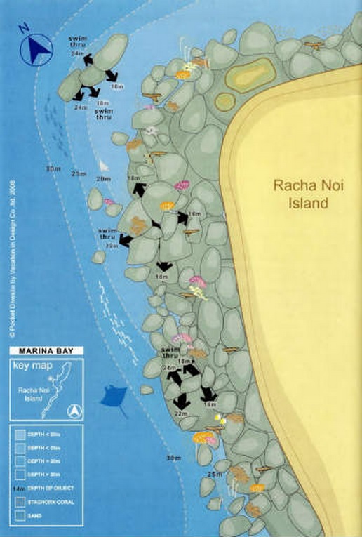 Site Map of Marina Bay - Racha Noi Dive Site, Thailand