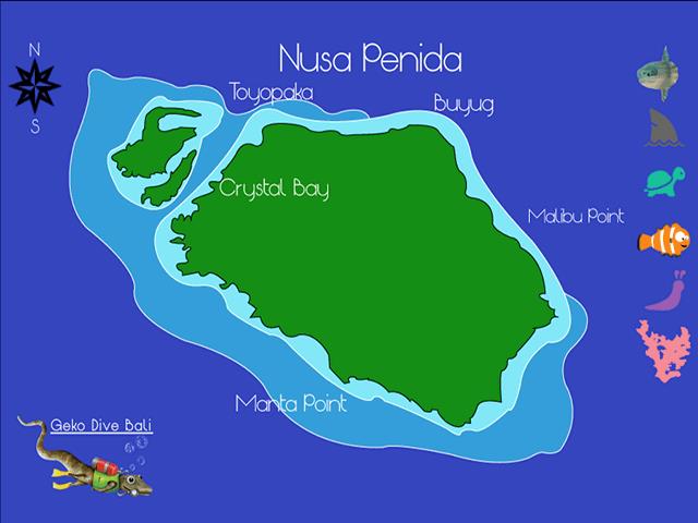 Site Map of Nusa Lembongan Dive Site, Indonesia