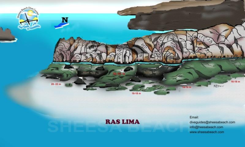Site Map of Ras Lima Dive Site, Oman