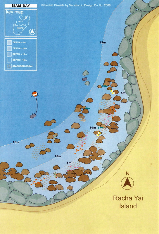 Site Map of Siam Bay - Racha Yai Dive Site, Thailand