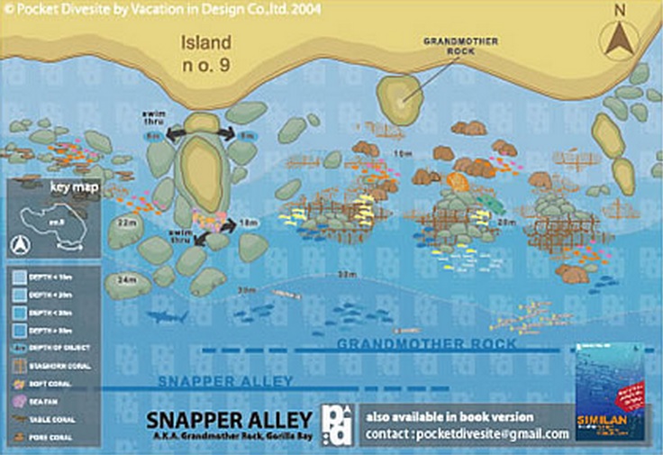 Site Map of Snapper Alley - Similans Dive Site, Thailand