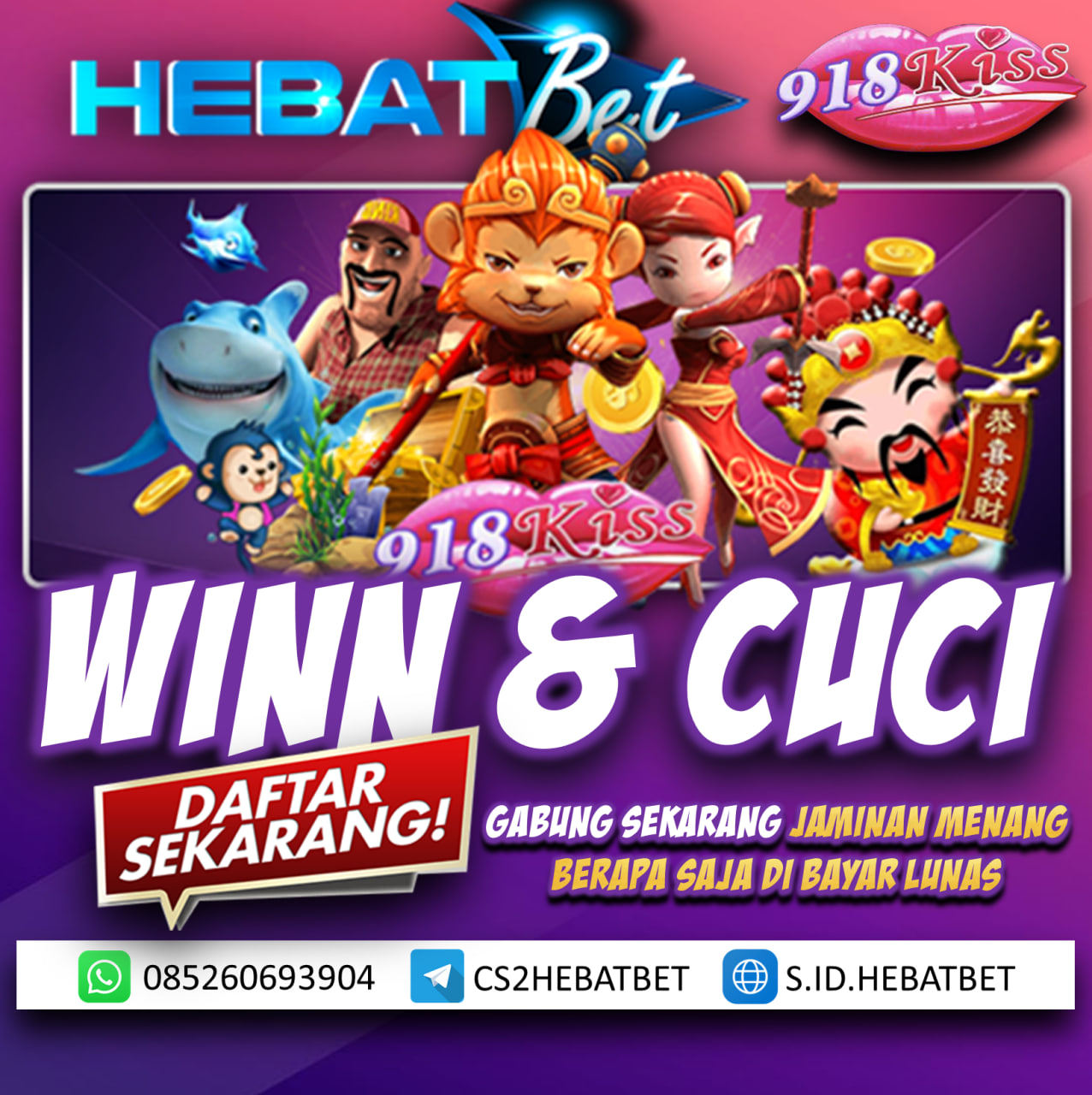 918KISS situs slot terpercaya dan berlisensi resmi hadir di agen kami HEBATBET, Daftar Sekarang dan raihkemenangan terbanyak sekarang, kuy hubungi kami dI Whatsapp agar lebih mudah