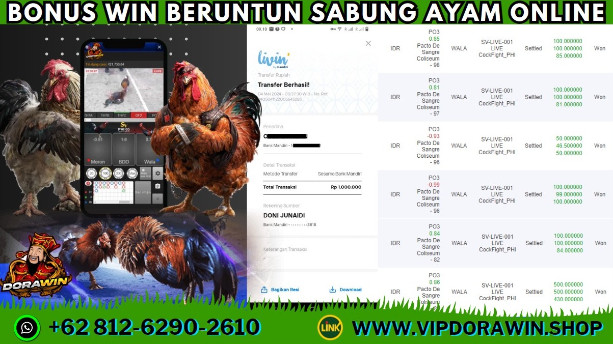 Ayoo boss kuu sabung ayam kita pagi ini sudah READY Nihh boss kuu 🤗 sudah saat nya untuk bet ayam jagoan kamu boss ku 🐓🐔 serta menangkan bonus win beruntunnya sekarang juga bersama situs DORAWIN💰🫱🏻‍🫲🏼

LINK GABUN

WA : +62 812–6290–2610

LINK : https://dorawin.college/register?ref=ENJOYAJA122