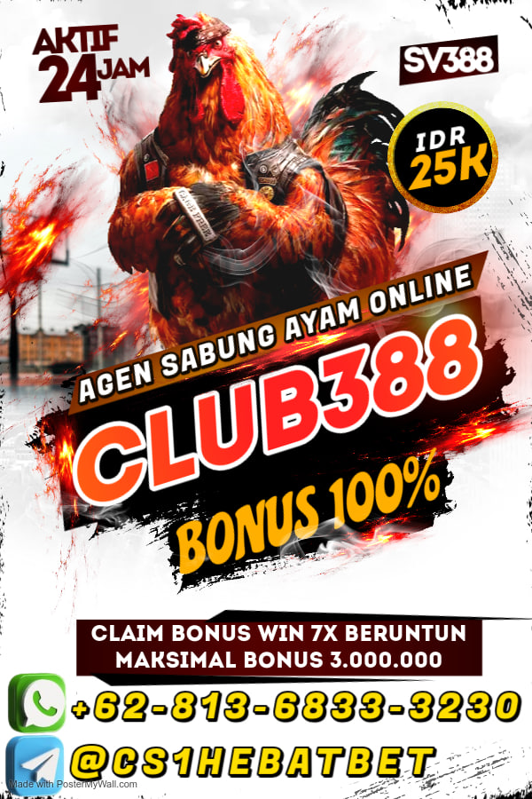 Agen CLUB388 Sabung Ayam online Terpercaya Di Indonesia Yang Sudah Memiliki Lisensi Resmi Dalam Menjalankan Operasinya adalah di bandar CS1HEBATBET. Pastinya anda ingin bermain dengan situs terpercaya yang sudah terjamini untuk pembayaran proses kemenangan. Situs resmi sabung ayam pertama di indonesia, tentunya menjadi bandar taruhan yang sudah sangat berpengalaman, dimana proses kemenanggan anda akan diposes berapa pun nominalnya.