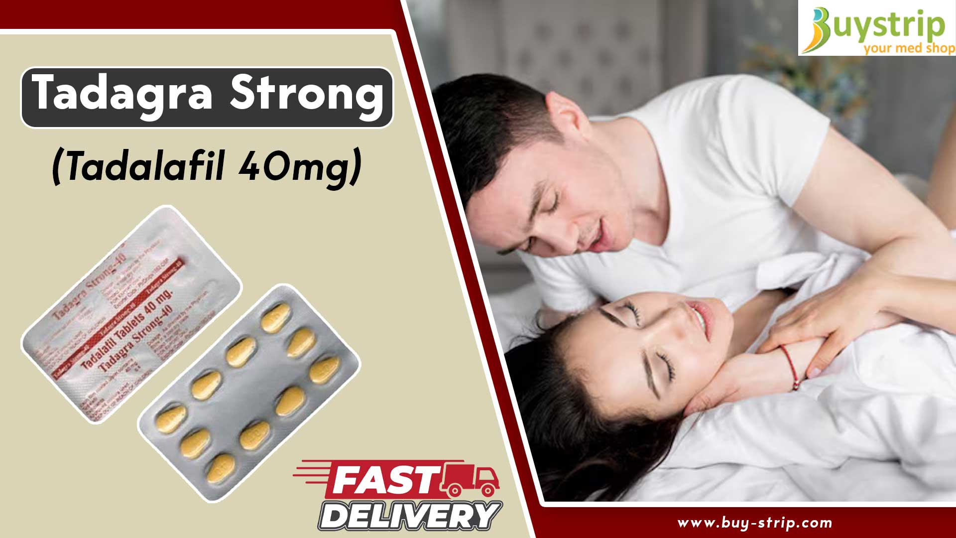 Tadagra Strong contains Tadalafil 40mg, designed for men with severe erectile dysfunction. It boosts blood flow to the genital area, helping achieve and maintain firm erections. You can Buy Tadagra Strong Online easily and enjoy quick results. With Tadagra Strong Next Day Delivery, you get fast access to your treatment. Order affordable Tadagra Strong today and experience the benefits of Online Tadalafil 40mg tablets for enhanced sensual performance.
