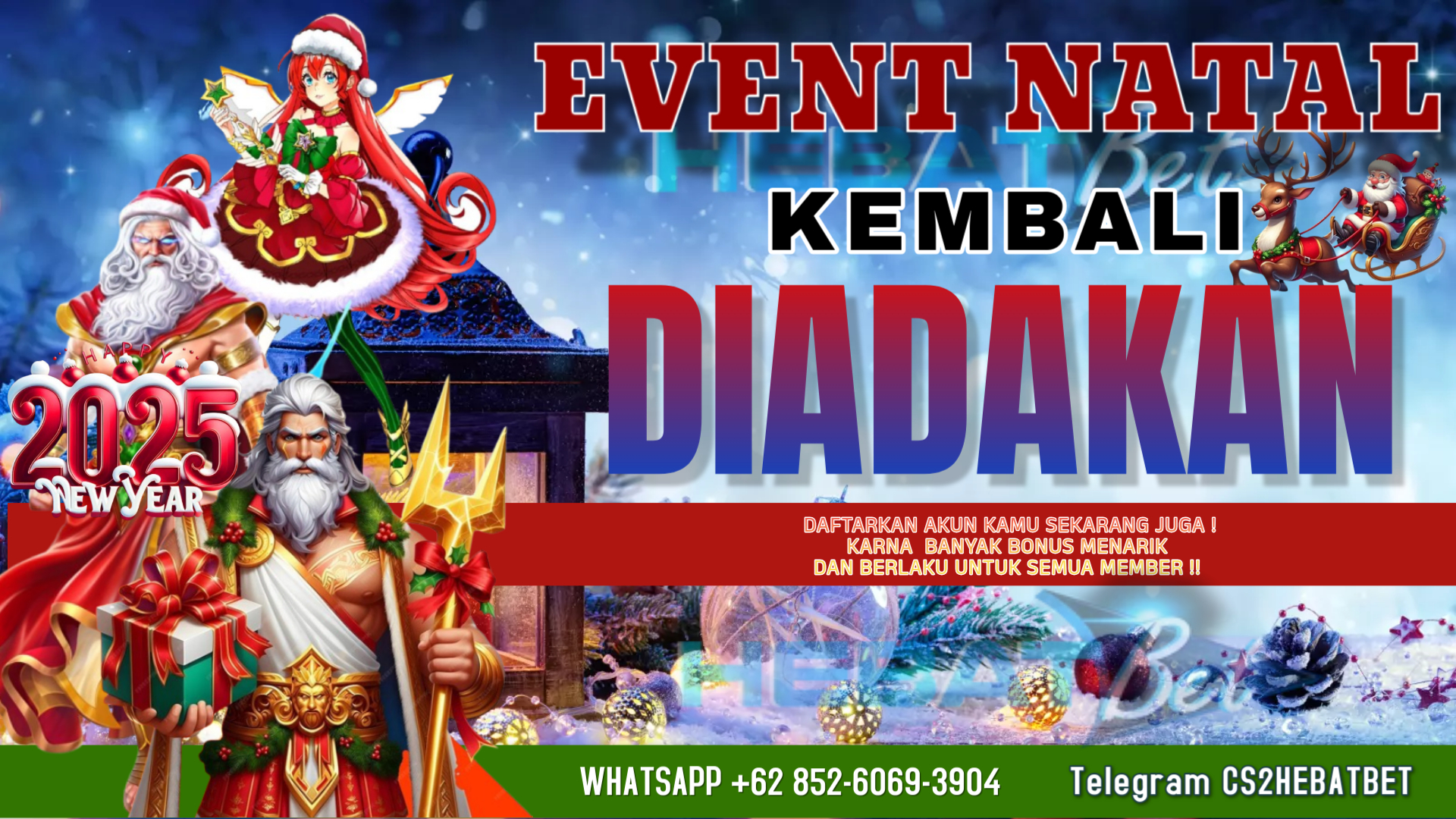 SPESIAL EVENT BONUS TERBANYAK 

Daftar  kini bisa dilakukan dimanapun dengan mudah.
1. Nama Rekening 
2. Nomor Rekening
 3. Via Bank/Dana/Ovo/Gopay
 4. Nomor Telepon Aktif