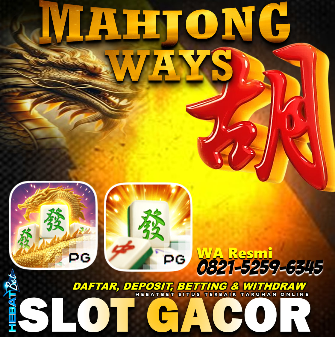 AGEN SLOT MAHJONG WAYS TERGACOR!!
AGEN TERPERCAYA
PASTI WIN
DAFTAR SEKARANG !!
WA            :0821-5259-6345
TELEGRAM : @VVIPHEBATBET
