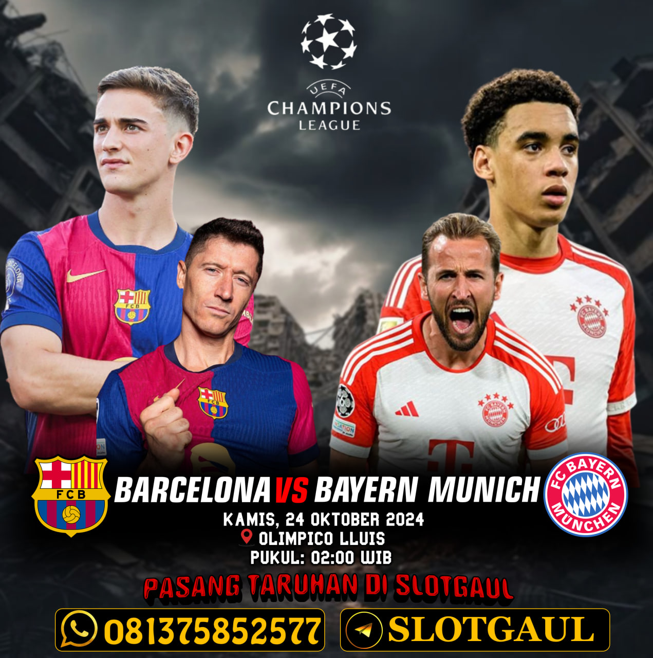 JADWAL BOLA TERUPDATE LIGA CHAMPIONS BARCELONA VS BAYERN MUNICH. BURUAN PASANG TARUHAN BERSAMA AGEN SLOTGAUL AMAN DAN TERPERCAYA #slotgame #lagaayam #agentogel #togelonline #agenterpercaya #daftarcasino #livecasino #judiayam #ayamtarungmedan #bolamania #angkajitu #betting #bolabetting #agenbola #nomorjitu #gameslot #gameonline #jawdalbola #ligaspain #TaruhanBolaLive #bolaviral #ligainggris #ligachampions KALO KAMU MAU CARI CUAN HANYA DI SLOTGAUL SOLUSINYA!!!