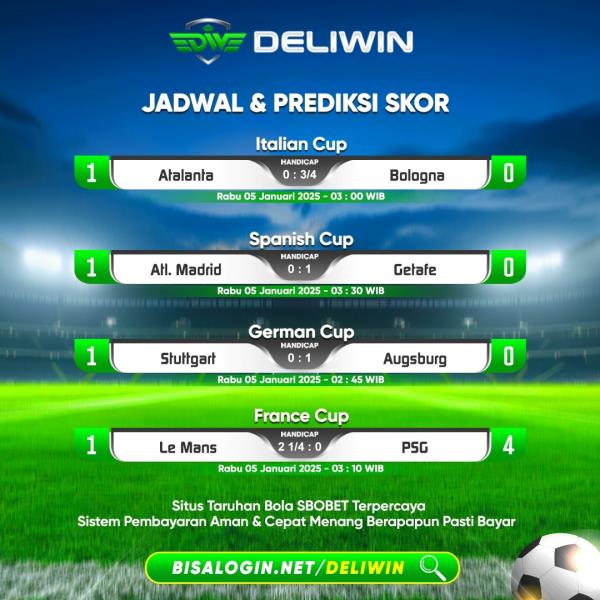 JADWAL DAN PREDIKSI SKOR AGEN BOLA ONLINE - DELIWIN