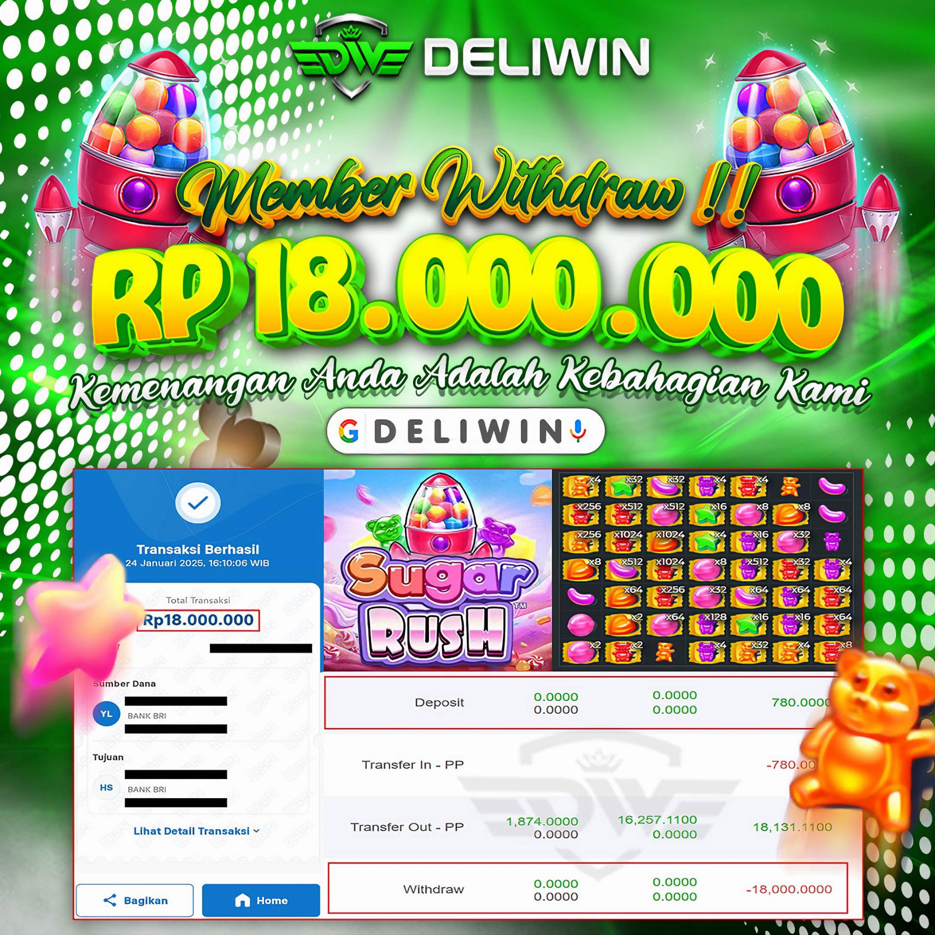 🔥 *MEMBER JACKPOT IDR 18,000,000 JT Bersama DELIWIN Meraih KEMENANGAN !!!]* 🔥

* ✅Daftar Situs DELIWIN Agen SLOT & SABUNG AYAM Terbaik Se Asia Aman & Terpercaya