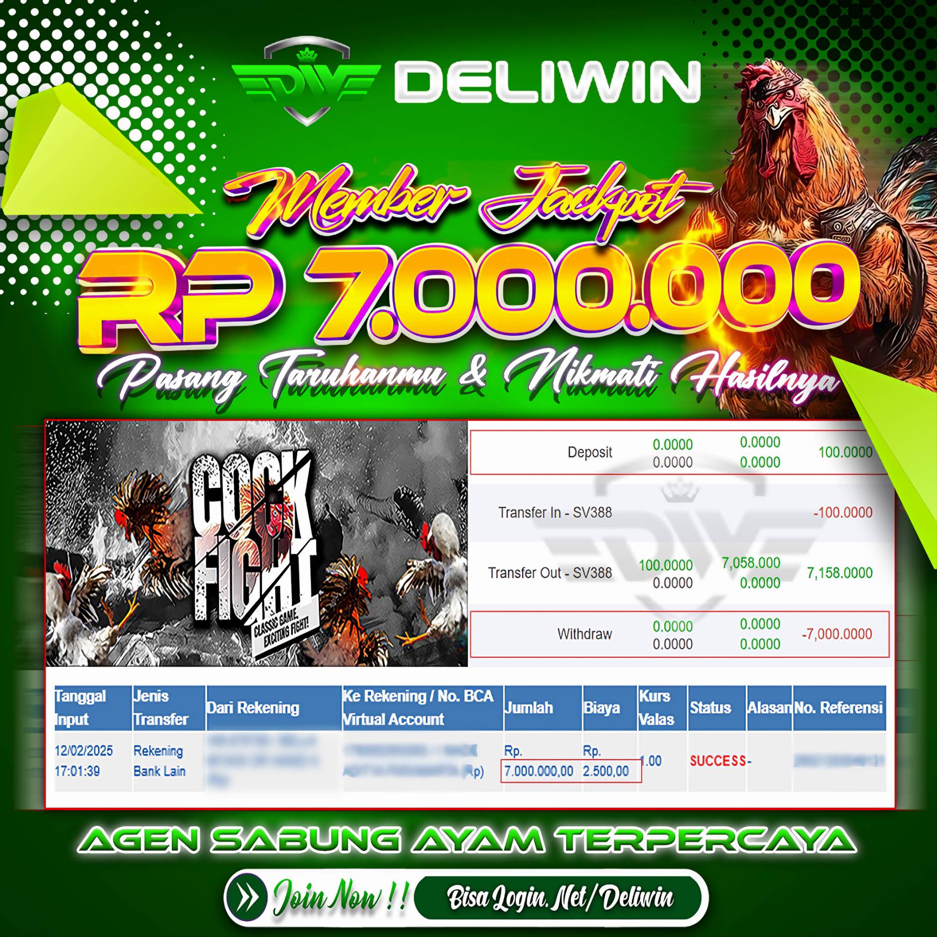 
🔥 MEMBER JACKPOT IDR 7,000,000 JT Bersama DELIWIN Meraih KEMENANGAN !!!] 🔥

* ✅Daftar Situs DELIWIN Agen SLOT & SABUNG AYAM Terbaik Se Asia Aman & Terpercaya