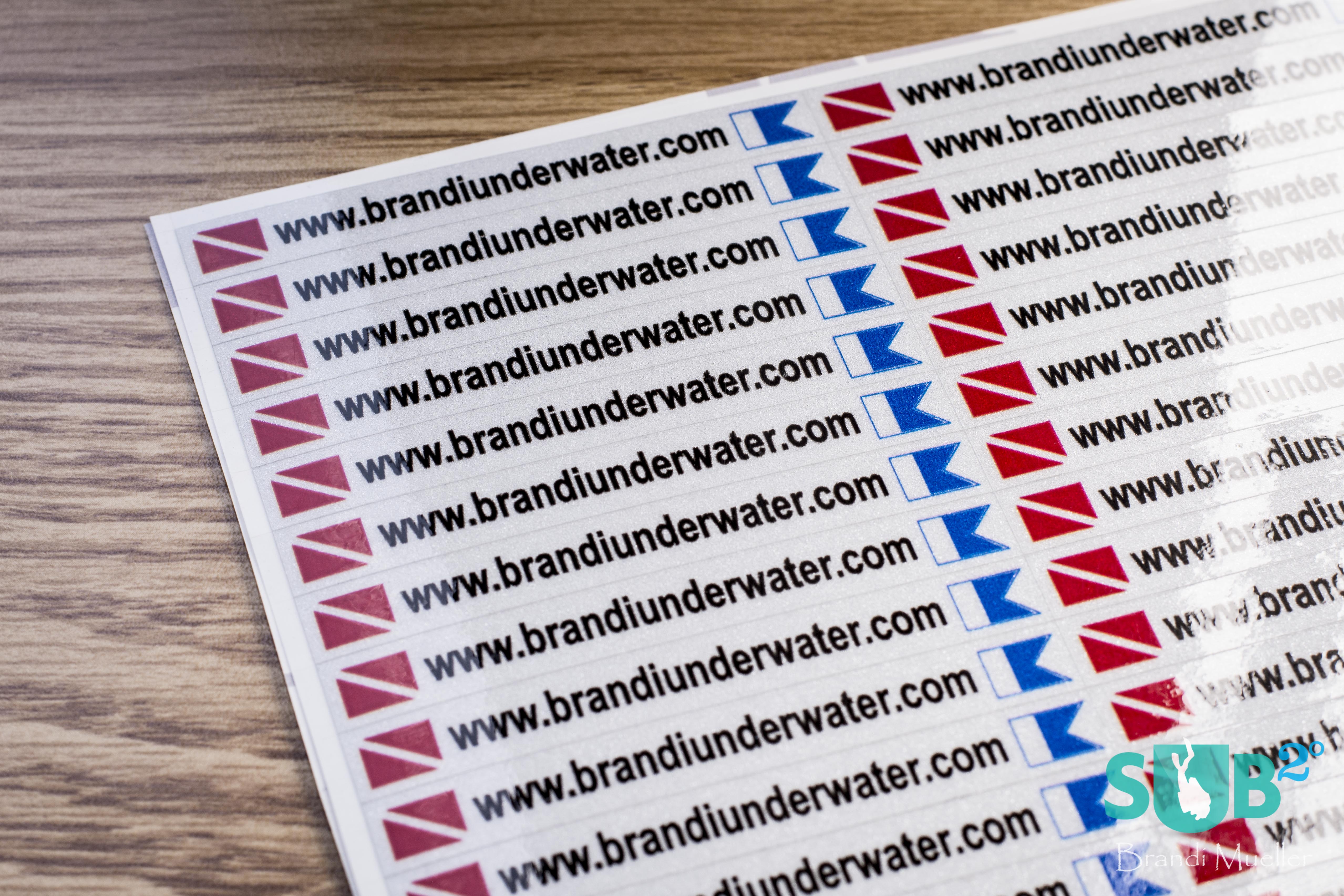 Personalized Waterproof Stickers, like these from Active Images, can help to identify your gear.  On busy dive boats many divers may have the same or similar gear and labels can help identify your own and help lost gear be retunred to you.