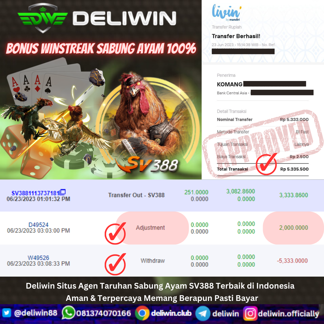 Daftar Situs DELIWIN Agen Sabung Ayam SV388 Terbaik & Terpercaya Di Indonesia. Sistem Pembayaran Yang Adil & Cepat, Kemenangan Berapapun Pasti Dibayar

Bonus Promosi:
• Special Welcome Bonus 20%
• Bonus Deposit Harian Sportbook 10%
• Bonus Winstreak Sportbook 100%
• Bonus Winstreak Sabung Ayam 100%
• Bonus Cashback Sportbook 10%
• Bonus Turnover Slot Games 0.8%

DELIWIN menerima deposit melalui via QRIS, OVO, DANA, Sakuku, Shopeepay, LInkaja, Gopay & Pulsa Tanpa Potongan Online 24 Jam.

Layanan Online 24/7 :
• Link alternatif : Deliwin .club
• Link Alternatif : bit.ly/Agendeliwin
• WA	: +62813-7407-0166
• Telegram : deliwin
• Livechat : https://direct.lc.chat/15025452/


#deliwin #daftardeliwin #prediksi #prediksibola #euro2024 #sabungayam #sabungayamsv388 #agensbobetterpercaya #agenbola #agenbolatangkas #bolatangkas #mmtangkas #tangkas #aduketangkasan #agenbolasbobet #agenbolaterpercaya #jadwalbola #tajiayam #situsbolaterpercaya #agensbobet88 #agenwbet #wbet #boladepostiqris #depotpulsa #depopulsatanpapotongan
