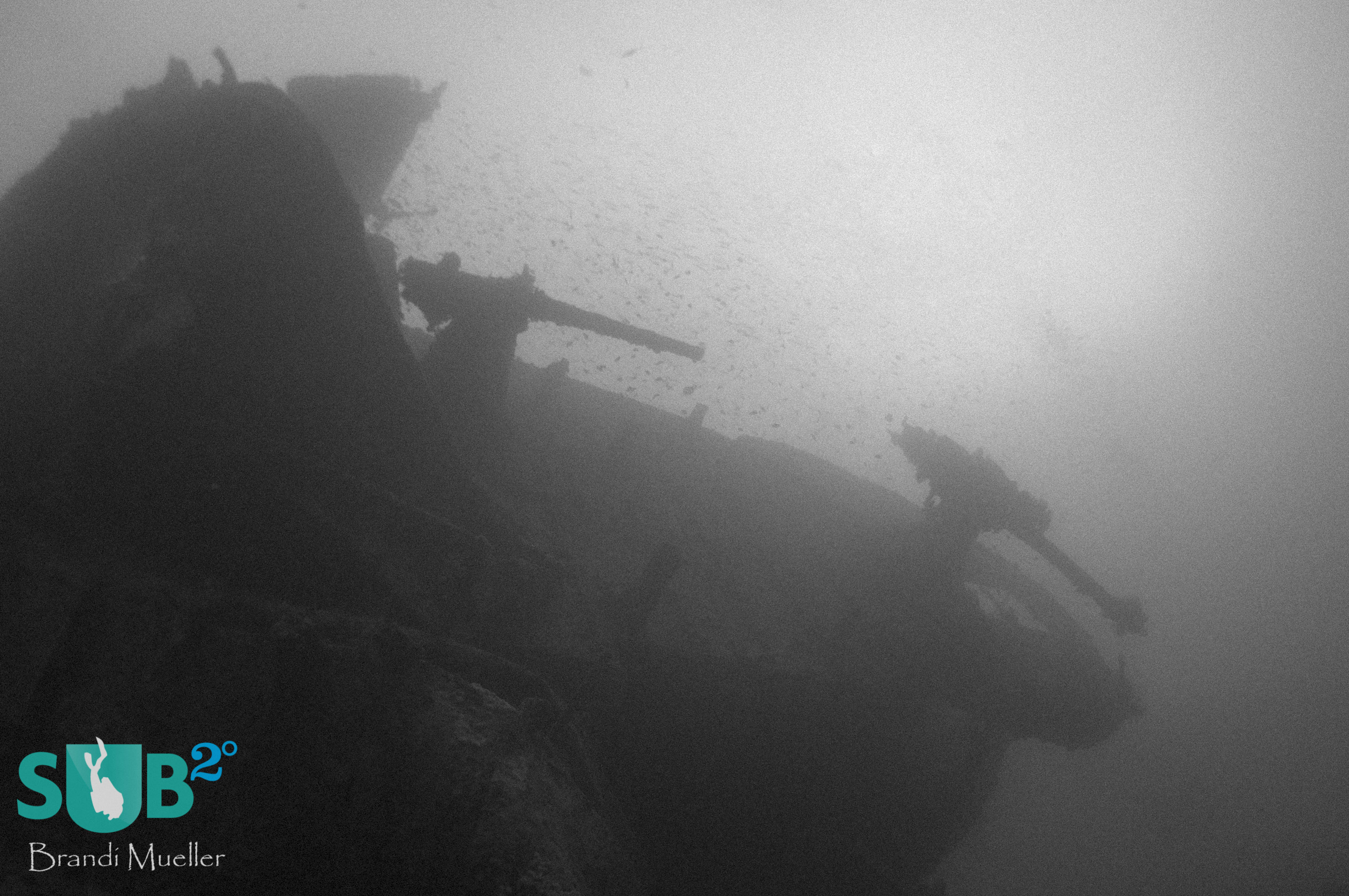 The anti-aircraft and machine guns at the stern of the SS Thislegorm.  
