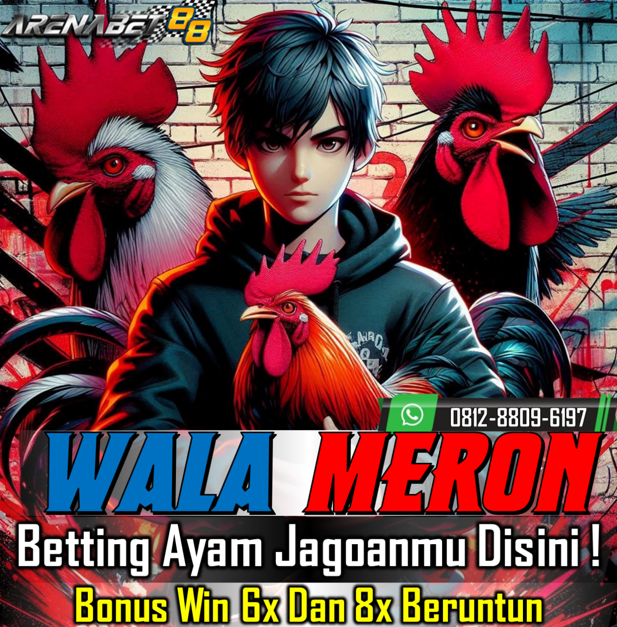 SABUNG AYAM WALA MERON Adalah Bandar Agen Sabung Ayam Online yang memberikan pelayanan yang cepat, sopan, dan aman untuk para pemain judi sabung ayam yang ingin mencari situs judi online yang resmi dan terpercaya. Permainan Sabung Ayam Bangkok, Filipina, Kamboja sudah dikenal oleh kalangan pejudi di Indonesia yang hobi menonton pertarungan ayam yang seru.🐓Sabung ayam WALA vs MERON, bonus maxsimal 5JT untuk win 6 dan8  kali beruntun bosku. Buruan daftar sekarang bersama agen sabung ayam online terpercaya ARENABET88.

Hubungi kontak resmi agen VIP arenabet88 dibawah:
Whatsapp : 0812-8809-6197
TELEGRAM : @viparenabet88
Kepuasan anda menjadi prioritas utama kami sepenuh nya.

#arenabet88 #viparenabet88 #agenclub388 #daftarsabungayamclub388 #sabungayamtaruhan #sabunagyamfilipina #asbungayambangkok #sabungayammamuju #sabungayampakhoy #sabungayamsintang #sabungayamkakigetar #sabungayamtoraja #sabungayamjombang #sabungayamsintang #sabungayamsinjai #sabungayamnunukan #sabungayamubud #bandarsabungayam #agenwalameron #daftarwalameron